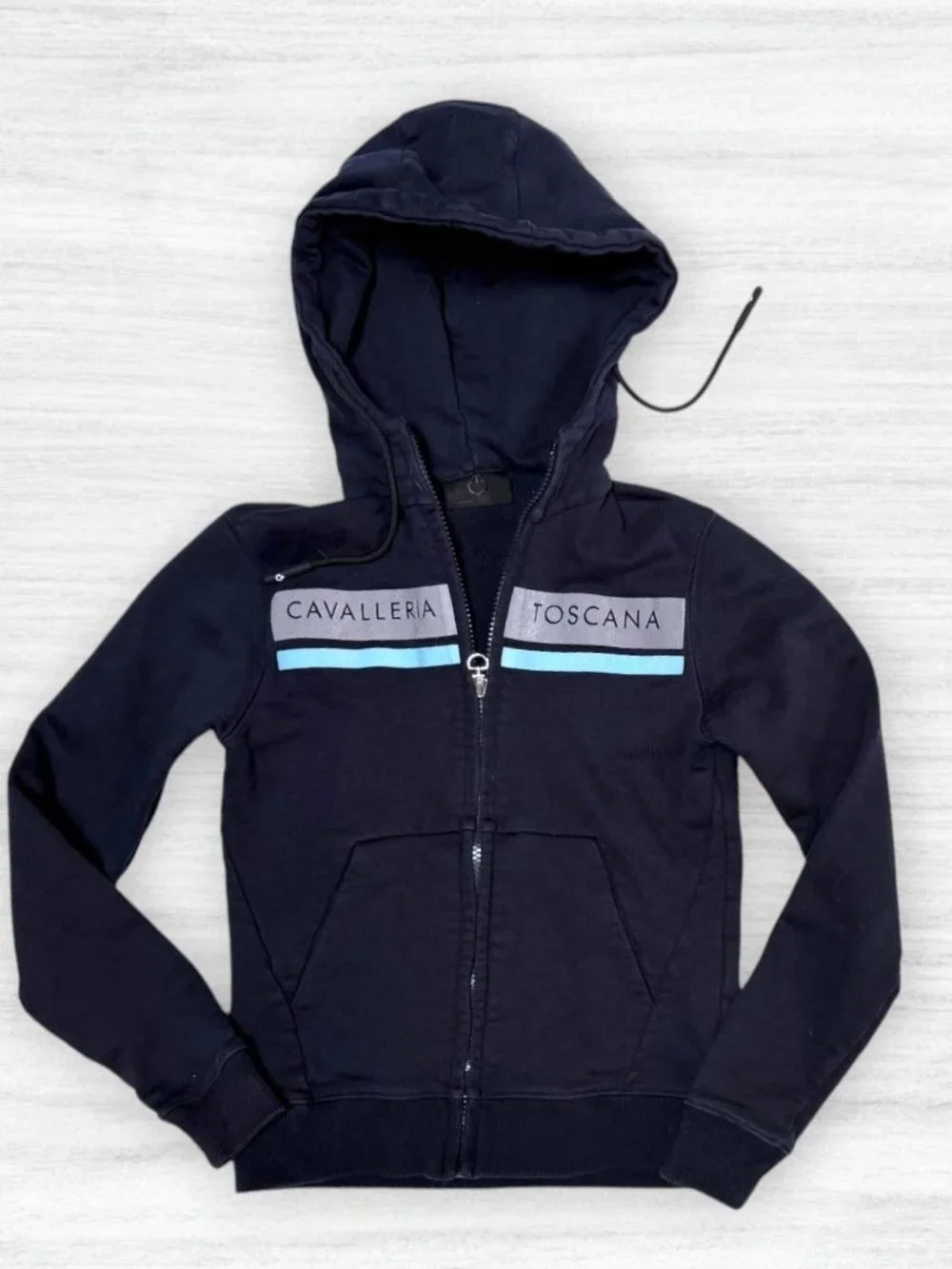 Cavalleria Toscana Navy Full Zip Equestrian Hoodie Sweatshirt Girls 10 Italy